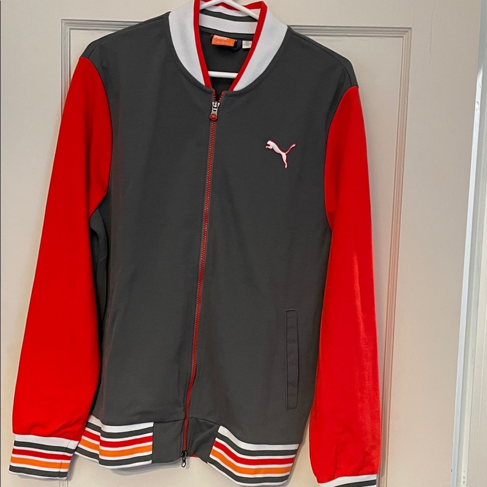 Puma Charcoal and Scarlet Bomber Jacket
